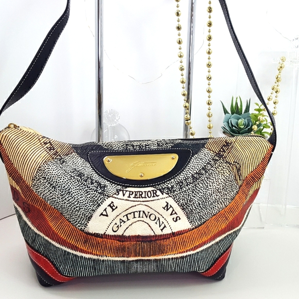 Gattinoni Planetarium Italian🔥Vintage Multicolor Leather Hobo Shoulder bag